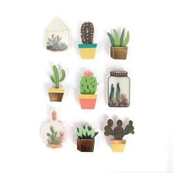 Coupon ⭐ Graine Créative 9 Stickers 3D Cactus Et Botanique 4 Cm 🤩