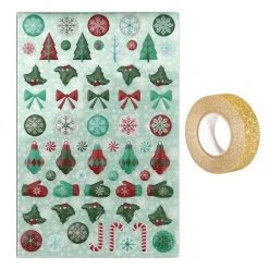 Offres 😍 Youdoit 60 Stickers Epoxy Joyeux Noël + Masking Tape Doré à Paillettes 5 M 😀