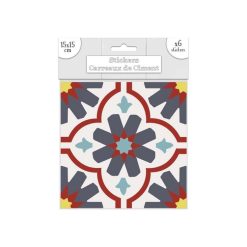 Promo ???? SUD TRADING 6 Stickers Carreaux De Ciment - 15 X 15 Cm - Bleu Marine Et Jaune ????