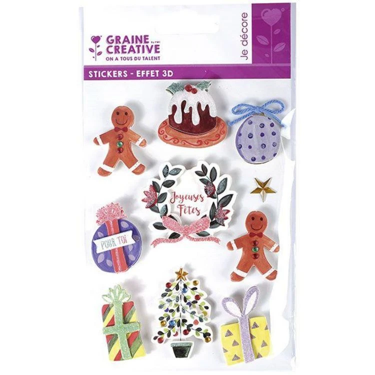 Offres 🛒 Graine Créative 10 Stickers 3D - Décorations De Noël 5 Cm ⌛ 2 Offres 🛒 Graine Créative 10 Stickers 3D - Décorations De Noël 5 Cm ⌛ – Image 2