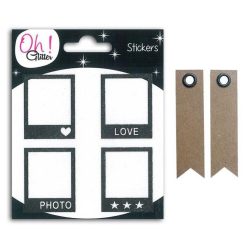 Vente flash ???? Youdoit Stickers Polaroïd Noirs + 20 étiquettes Kraft Fanion ????