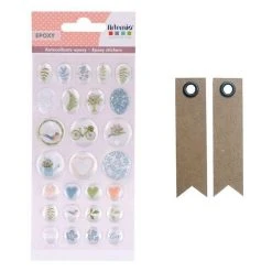 Le moins cher ⭐ Youdoit 27 Autocollants Epoxy Love Story + 20 étiquettes Kraft Fanion 🔔