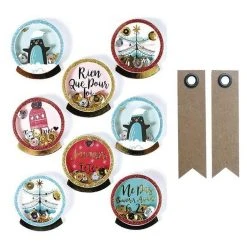 Meilleure affaire 🤩 Graine Créative 8 Stickers 3D De Noël Pingouins 4 Cm + 20 étiquettes Kraft Fanion 🤩