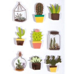 Coupon ???? Rayher 9 Stickers 3D Cactus & Botanique 4 Cm ????