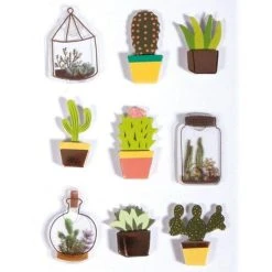 Coupon 🥰 Rayher 9 Stickers 3D Cactus & Botanique 4 Cm 🔔