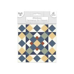 Grosses soldes 😀 SUD TRADING 6 Stickers Carreaux De Ciment - 15 X 15 Cm - Jaune Et Marron ❤️