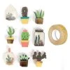 Coupon ❤️ Youdoit 9 Stickers 3D Cactus Et Botanique 4 Cm + Masking Tape Doré à Paillettes 5 M 😀