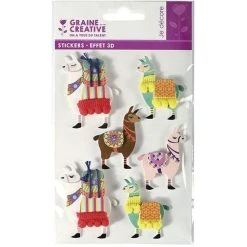 Promo 🤩 Graine Créative 6 Stickers 3D - Lama 6 Cm 🎉