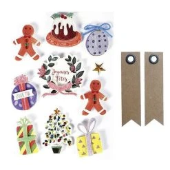 Acheter 👍 Graine Créative 10 Stickers 3D Décorations De Noël 5 Cm + 20 étiquettes Kraft Fanion ❤️