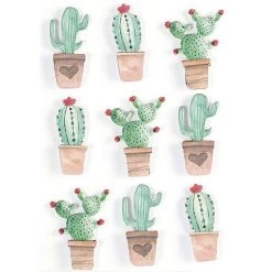 Grosses soldes 🧨 Graine Créative 9 Stickers 3D - Cactus Mexicains 4,5 Cm 🎉