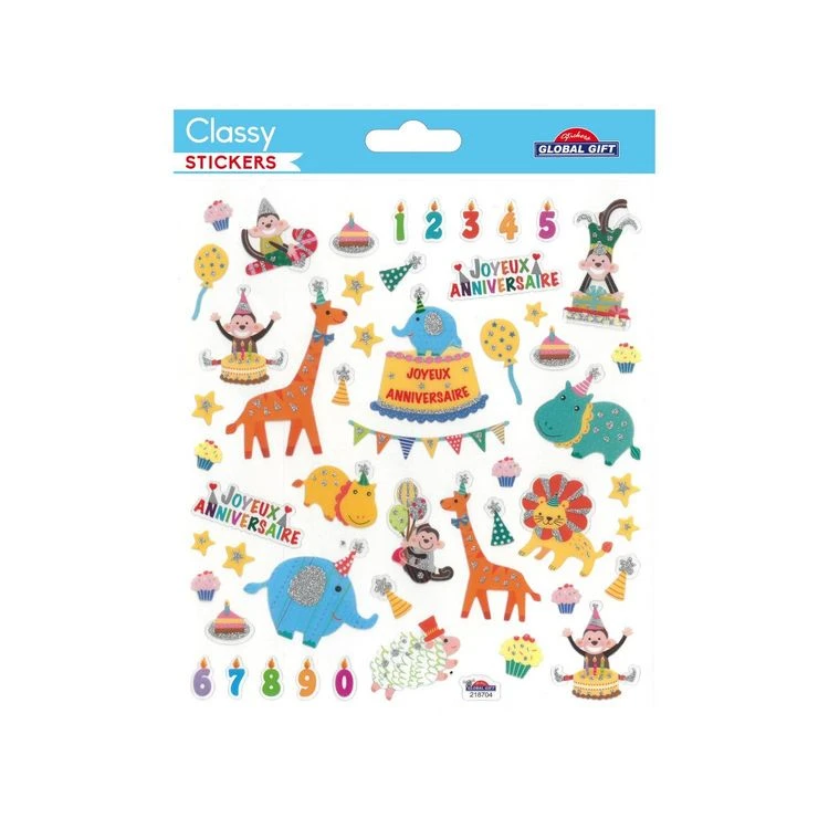 De gros 🌟 Youdoit Autocollants - Anniversaire Au Zoo ! - Paillettes 🔔 2 De gros 🌟 Youdoit Autocollants - Anniversaire Au Zoo ! - Paillettes 🔔 – Image 2