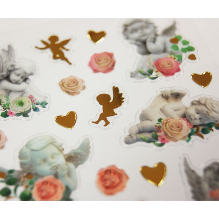 Coupon ???? Youdoit Stickers Anges & Coeurs - Dorures - 1,8 Cm ???? 1 Coupon ???? Youdoit Stickers Anges & Coeurs - Dorures - 1,8 Cm ????