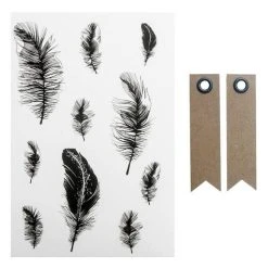 Bon marché 👍 Youdoit Motifs Autocollants Noir & Blanc Plumes + 20 étiquettes Kraft Fanion 😉