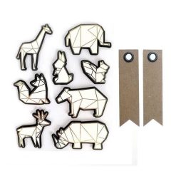 De gros ???? Graine Créative 8 Stickers 3D Animaux Du Zoo 6 Cm + 20 étiquettes Kraft Fanion ????