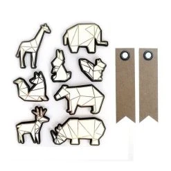 De gros 💯 Graine Créative 8 Stickers 3D Animaux Du Zoo 6 Cm + 20 étiquettes Kraft Fanion 🎉