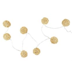 Grosses soldes ???? Paris Prix Guirlande Lumineuse 8 LED Boule Rotin 156cm Naturel ????