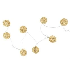 Grosses soldes 🎁 Paris Prix Guirlande Lumineuse 8 LED Boule Rotin 156cm Naturel 🛒